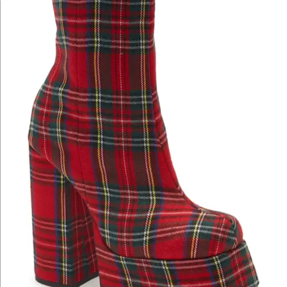 NWT Jeffery Campbell Platform Boots in Red Tartan - Picture 9 of 11